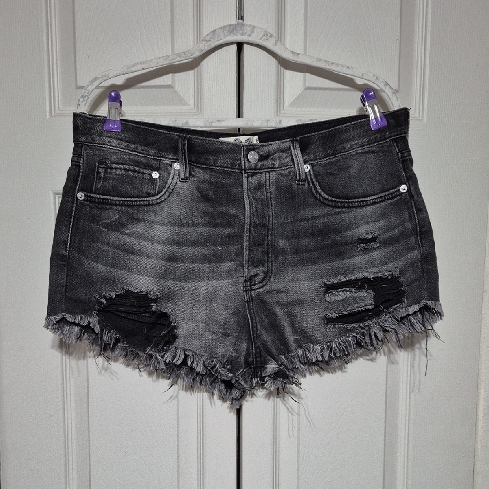 We The Free Charcoal Frayed Jean Shorts